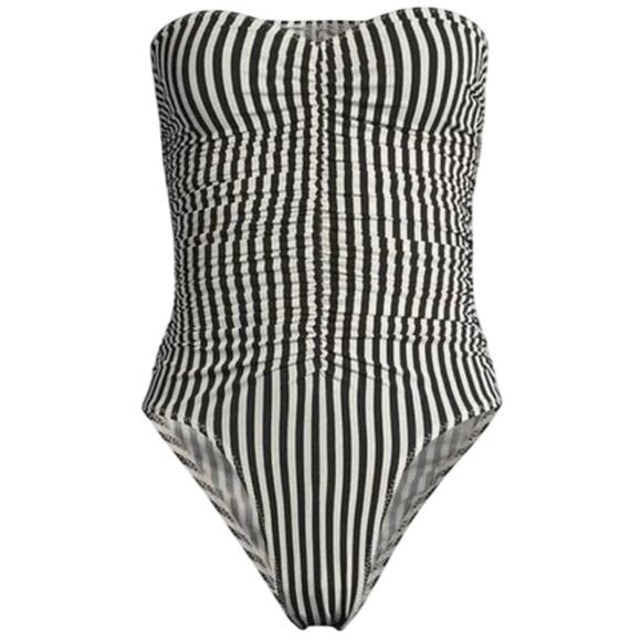 Norma Kamali Slinky Marissa Ivy Black White Stripe One Piece Swimsuit Small NWOT - Picture 13 of 13